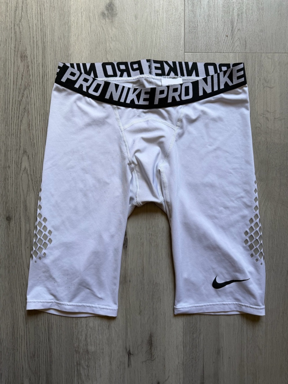 Nike Pro Men's Baseball Slider Shorts Large White Gray Compression CT2568-100